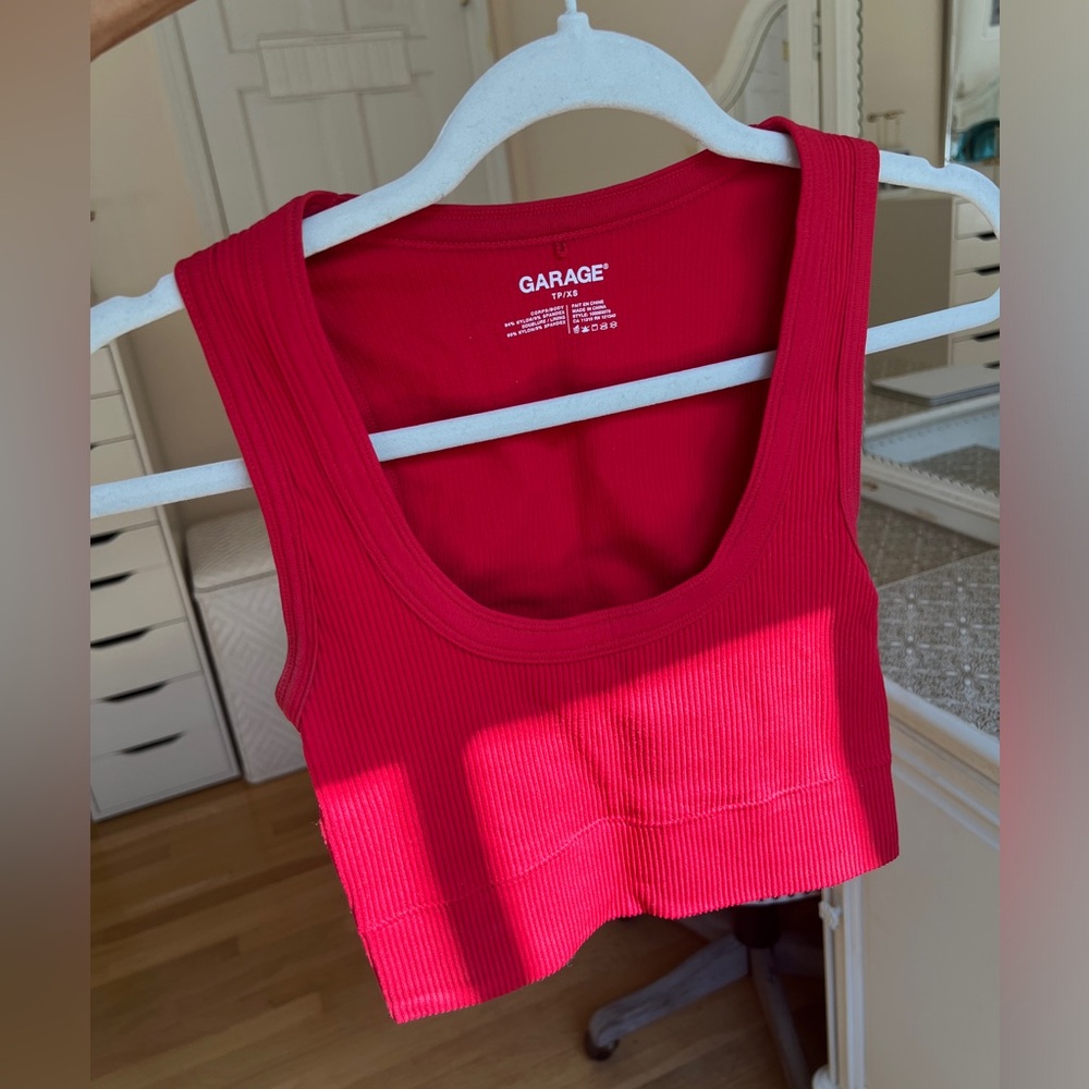 Red Ribbed Lounge Tank